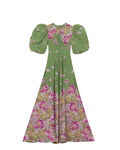 Crepe Tieback Gown - Green Field