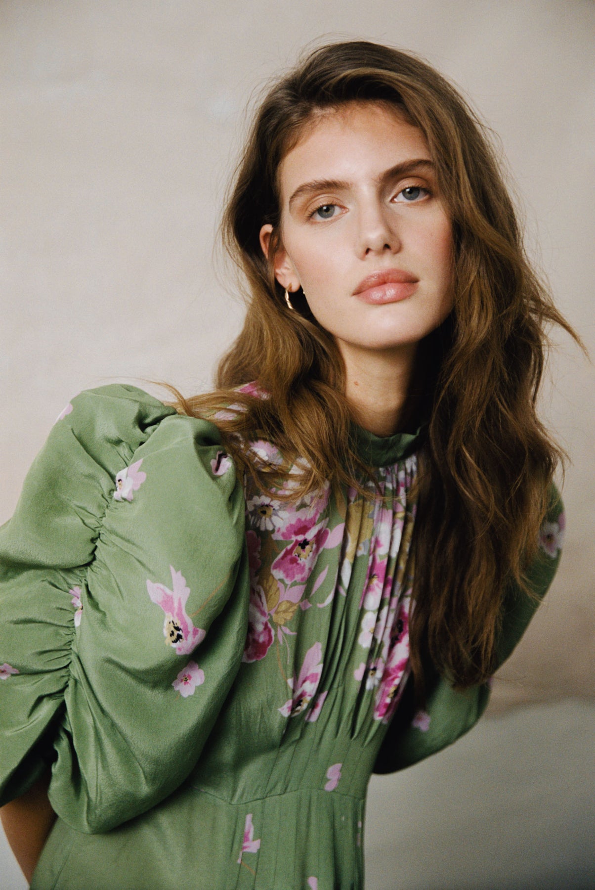 Crepe Tieback Gown - Green Field