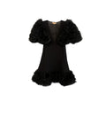 Georgette V-Neck Dress - Black