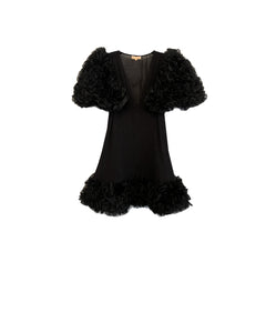 Georgette V-Neck Dress - Black