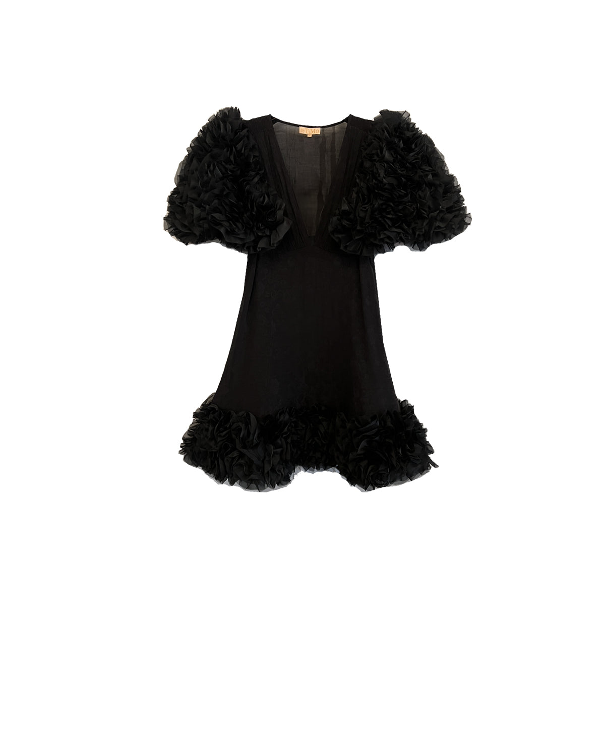 Georgette V-Neck Dress - Black