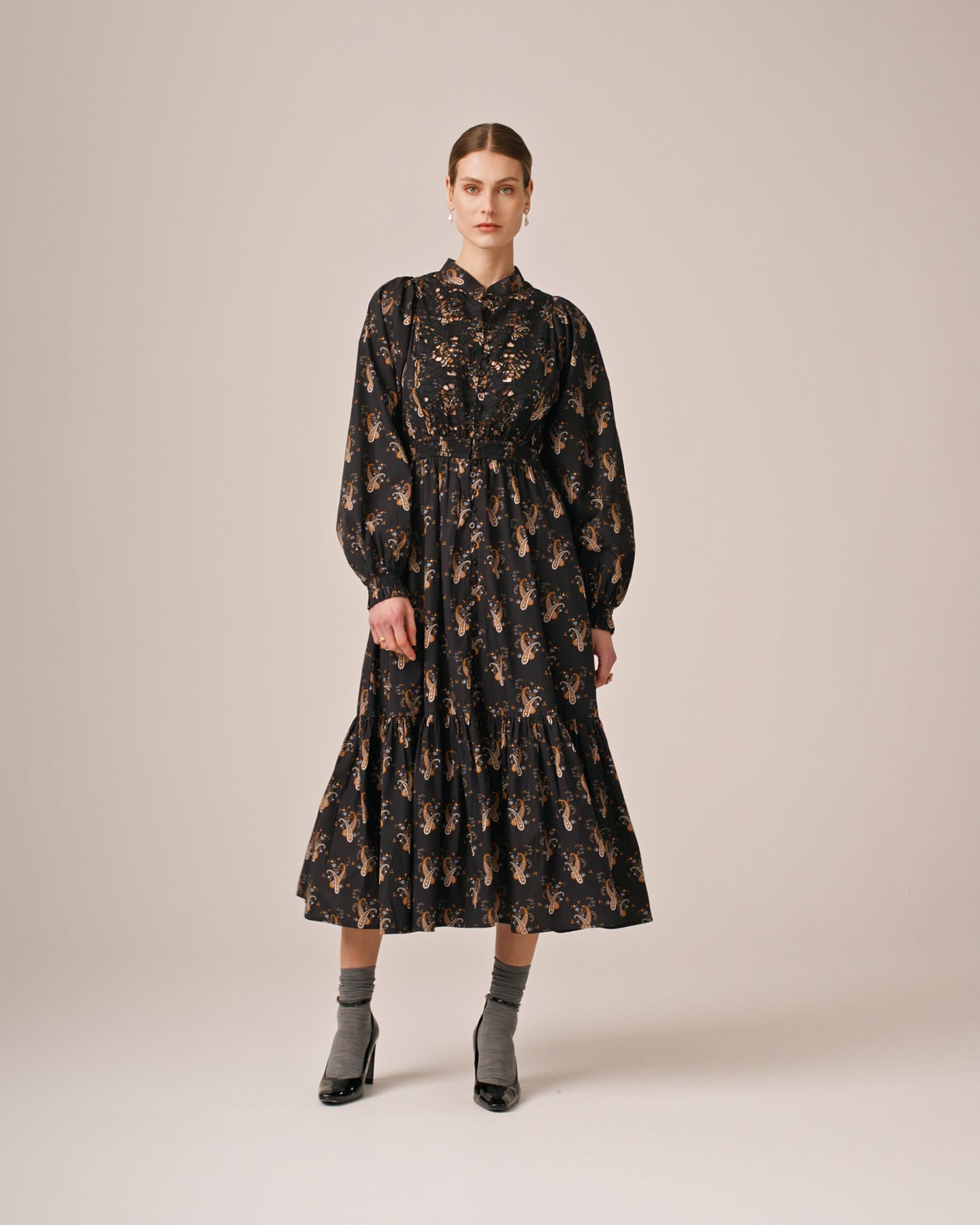 Poplin Smocking Dress - Midnight Paisley