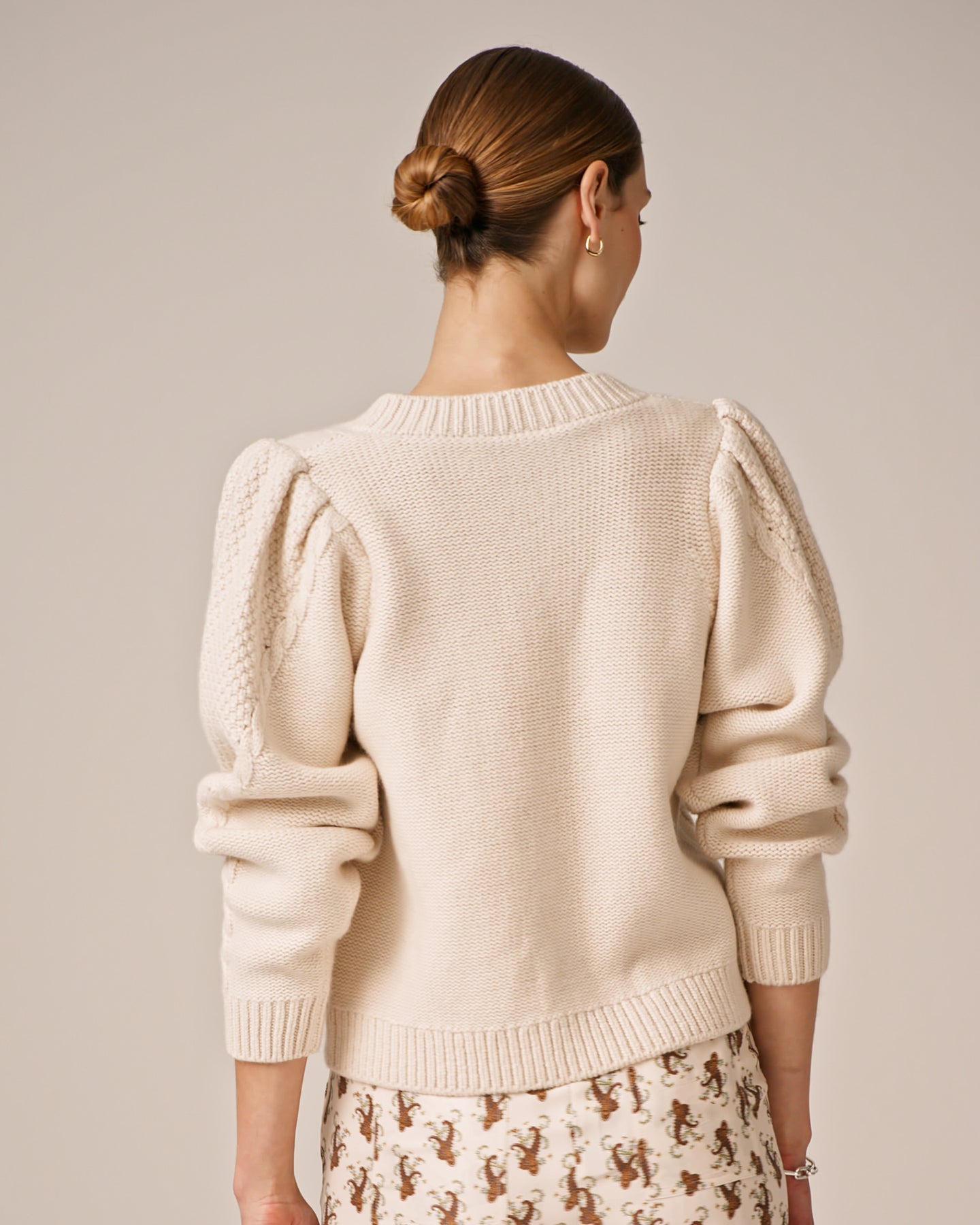 Wool Puffed Cardigan - Off White