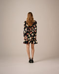 Baby Cord Mini Dress - Midnight Roses