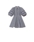 Seersucker Decorated Dress - Navy Checks
