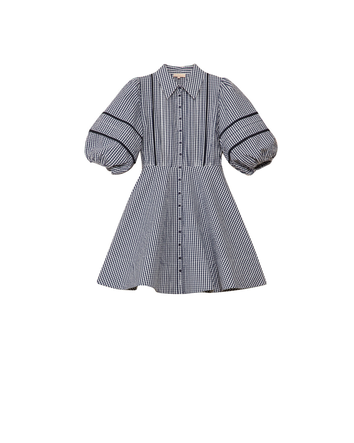 Seersucker Decorated Dress - Navy Checks