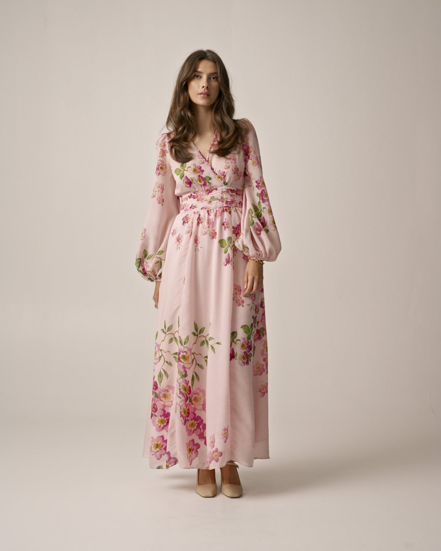 Viscose V-Neck Klänning - Cherry Blossom