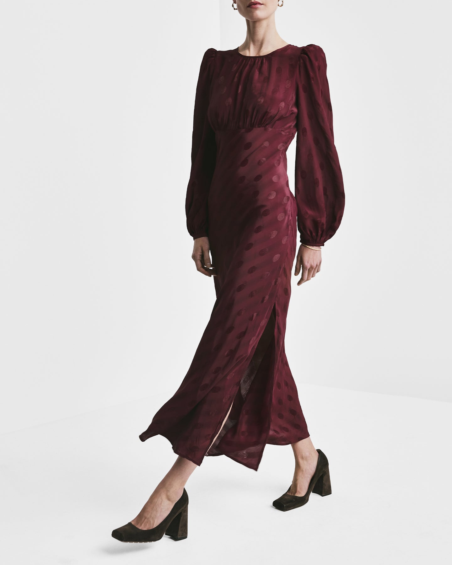 Viscose Midi Dress - Vinröd