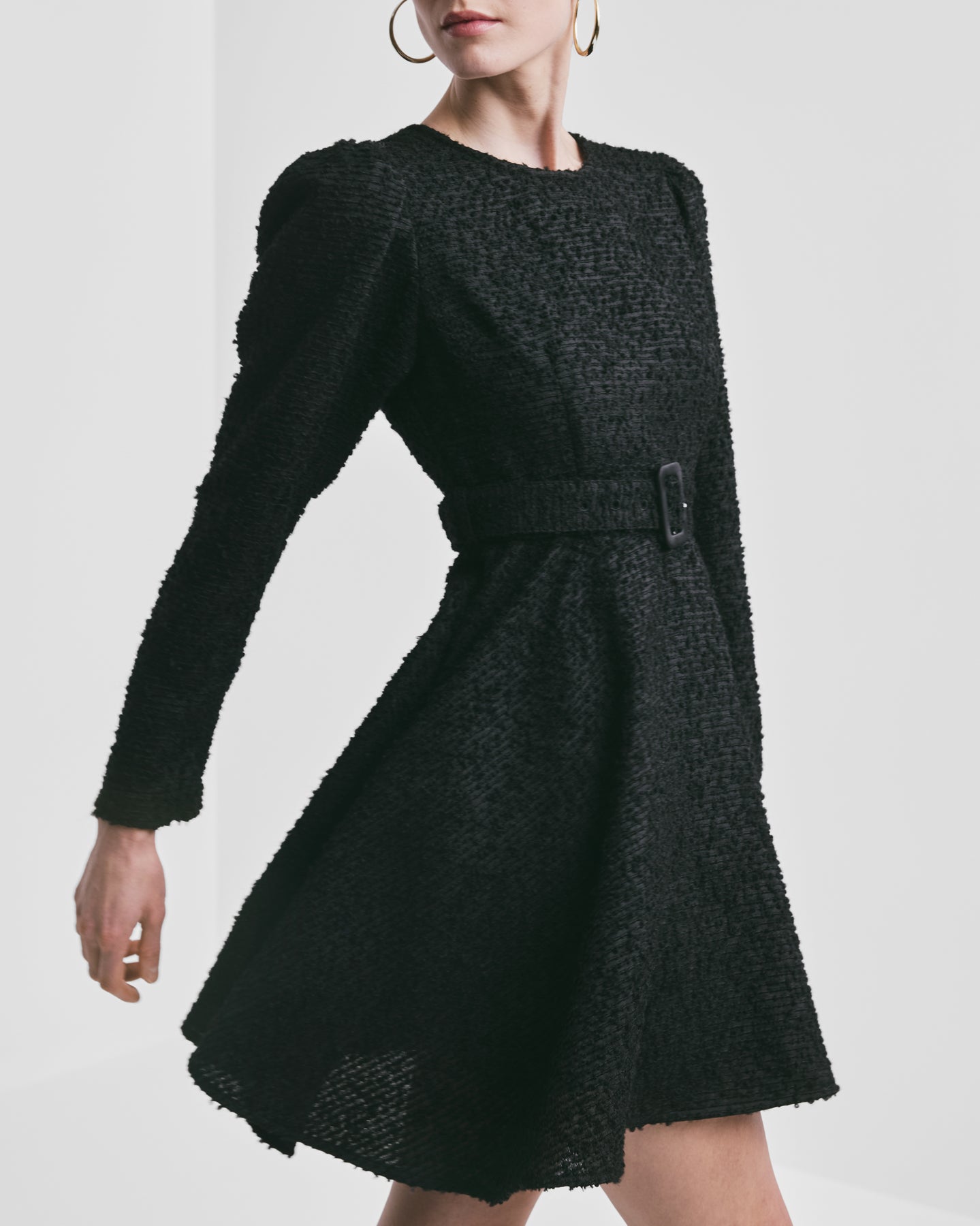 Boucle Belt Dress - Svart
