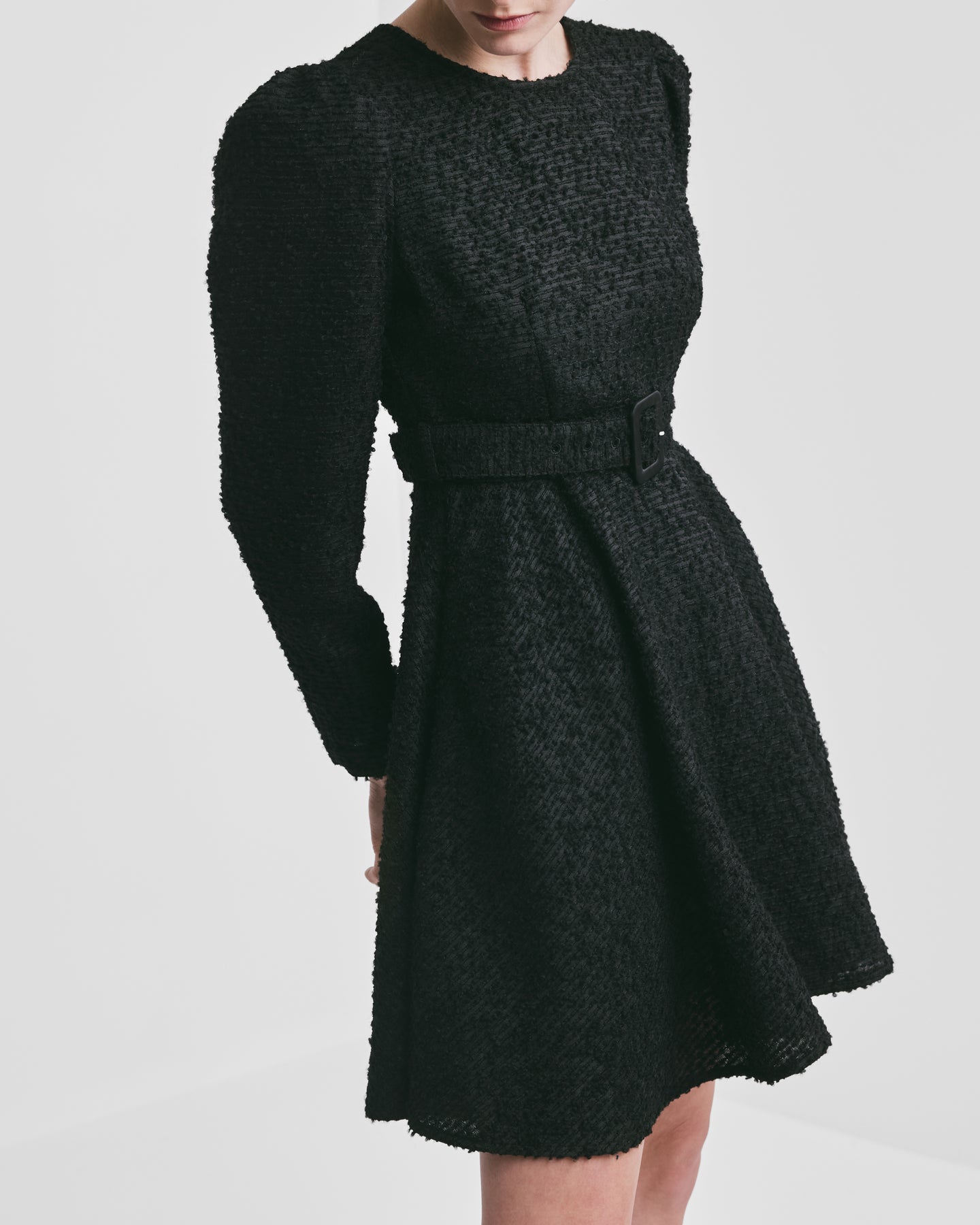 Boucle Belt Dress - Svart