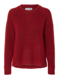 Lulu Ls Knit O-Neck - Equestrian Red Melange