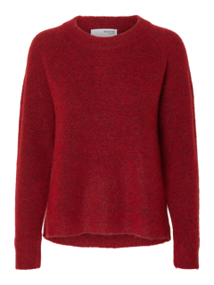 Lulu Ls Knit O-Neck - Equestrian Red Melange