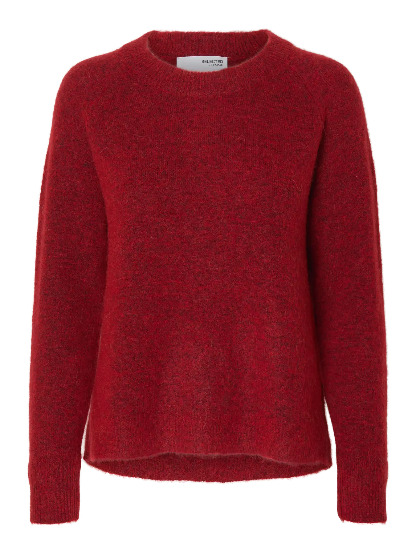 Lulu Ls Knit O-Neck - Equestrian Red Melange