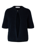 Sia Ras 2/4 Ribbstickad Kofta - Dark Sapphire Melange