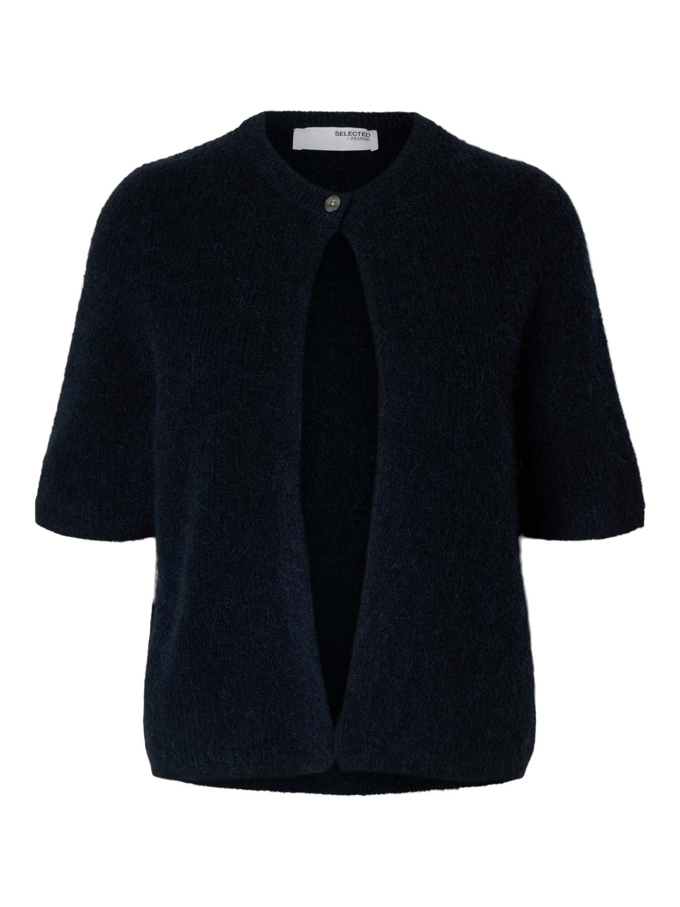 Sia Ras 2/4 Ribbstickad Kofta - Dark Sapphire Melange