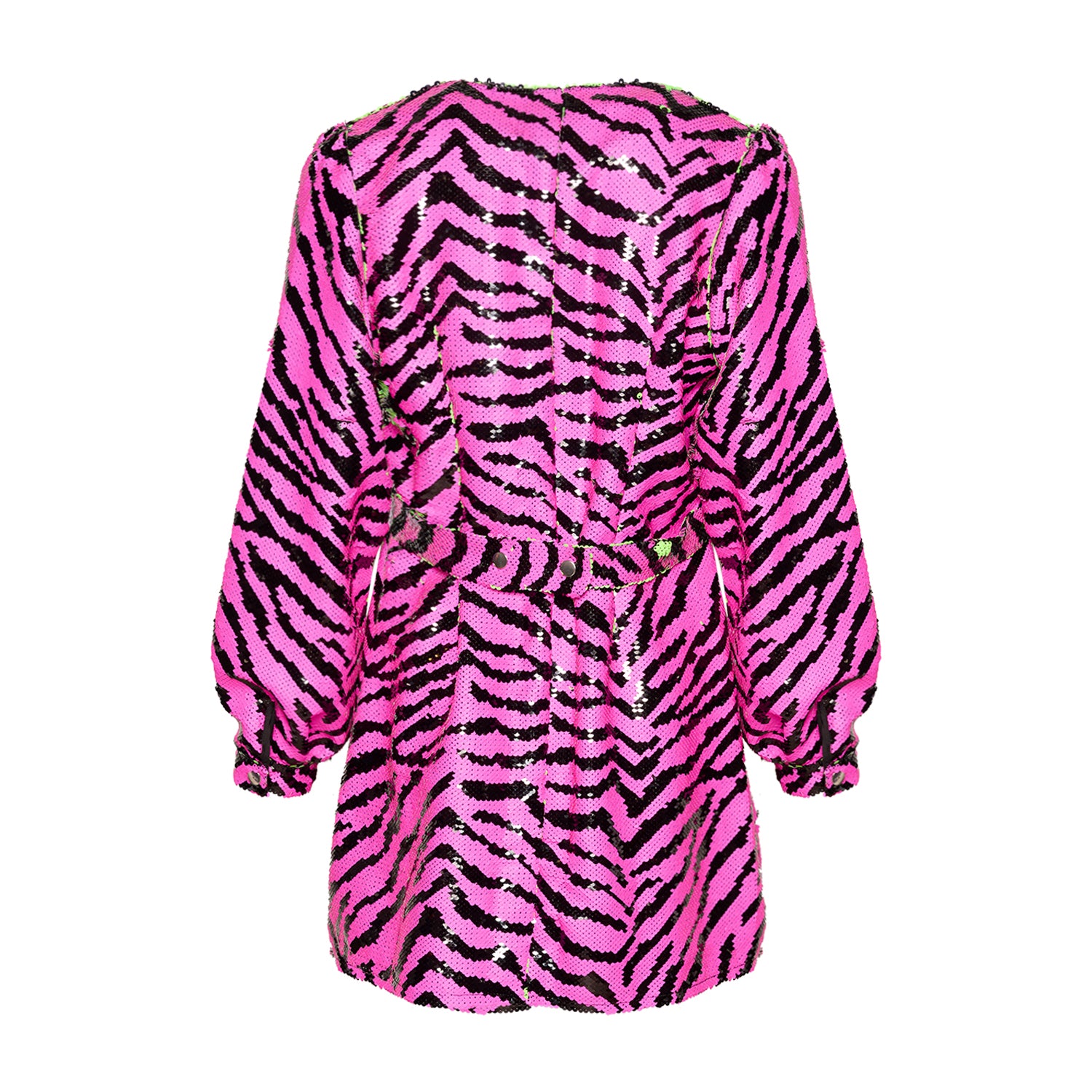 Pace Belt Dress - Fuchsia/Green Mix