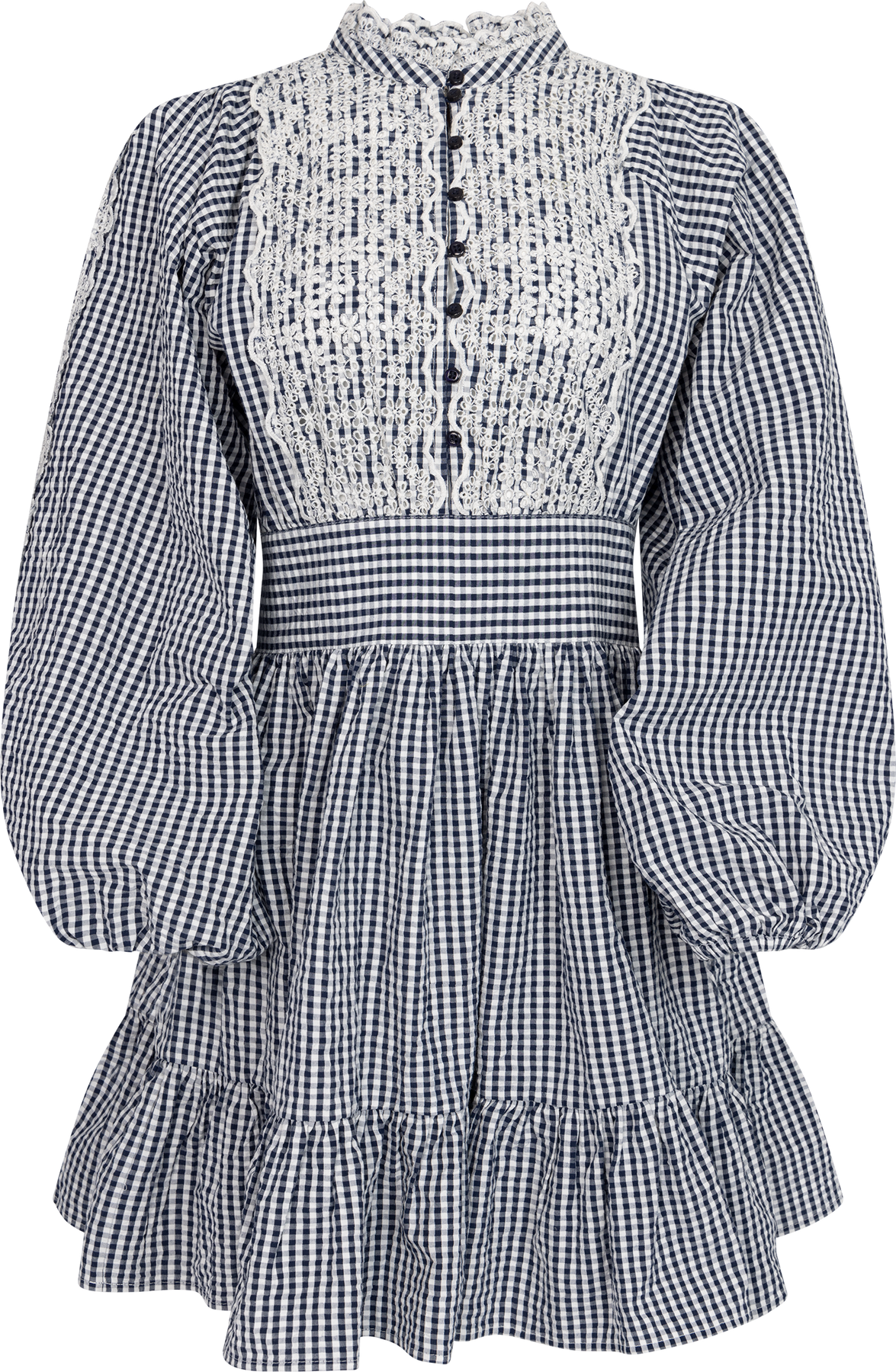 Seersucker Mini Dress - Navy Checks