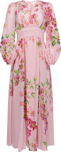 Viscose V-Neck Klänning - Cherry Blossom