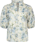 Grete S/S Blus - Vit/Blå