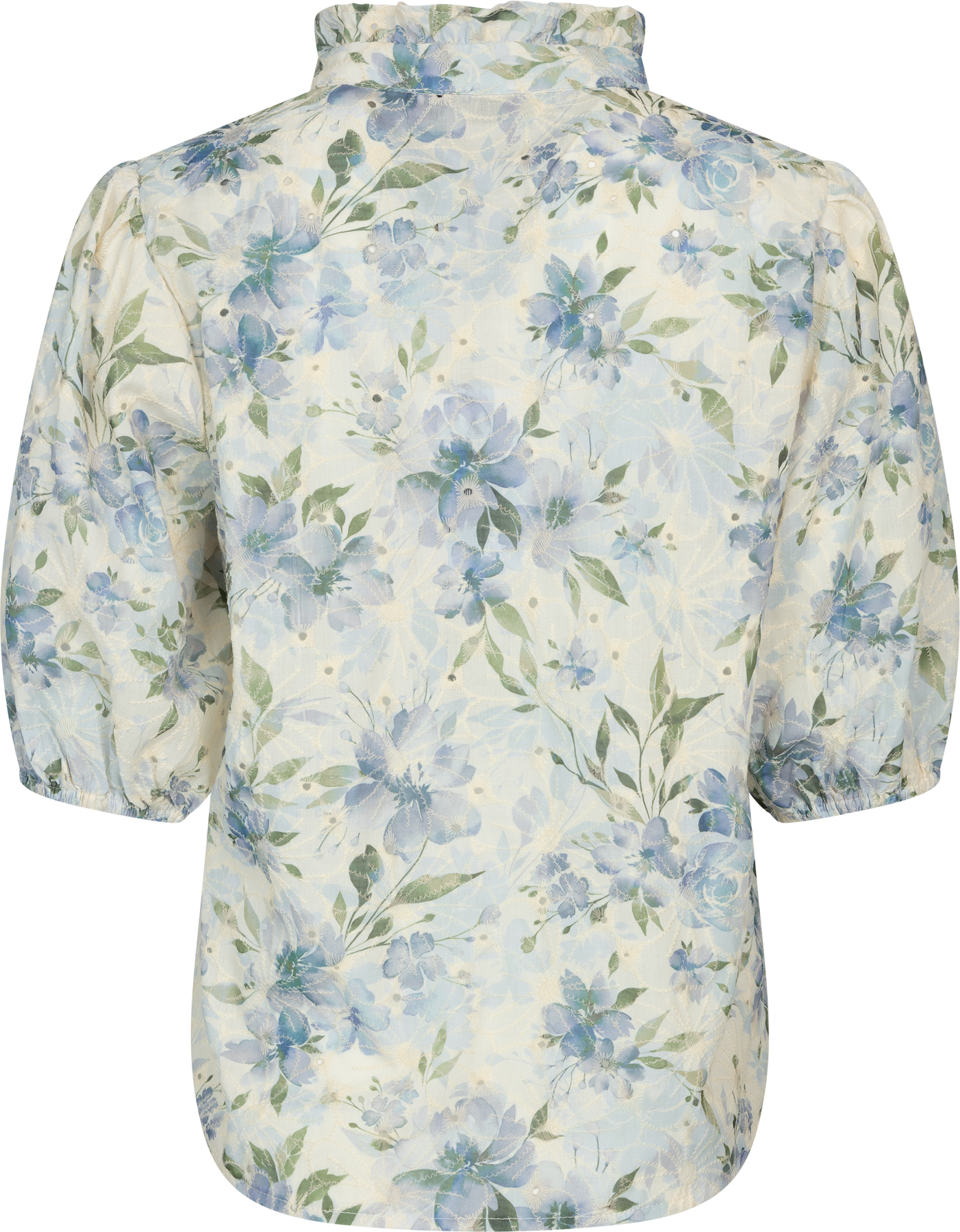 Grete S/S Blus - Vit/Blå