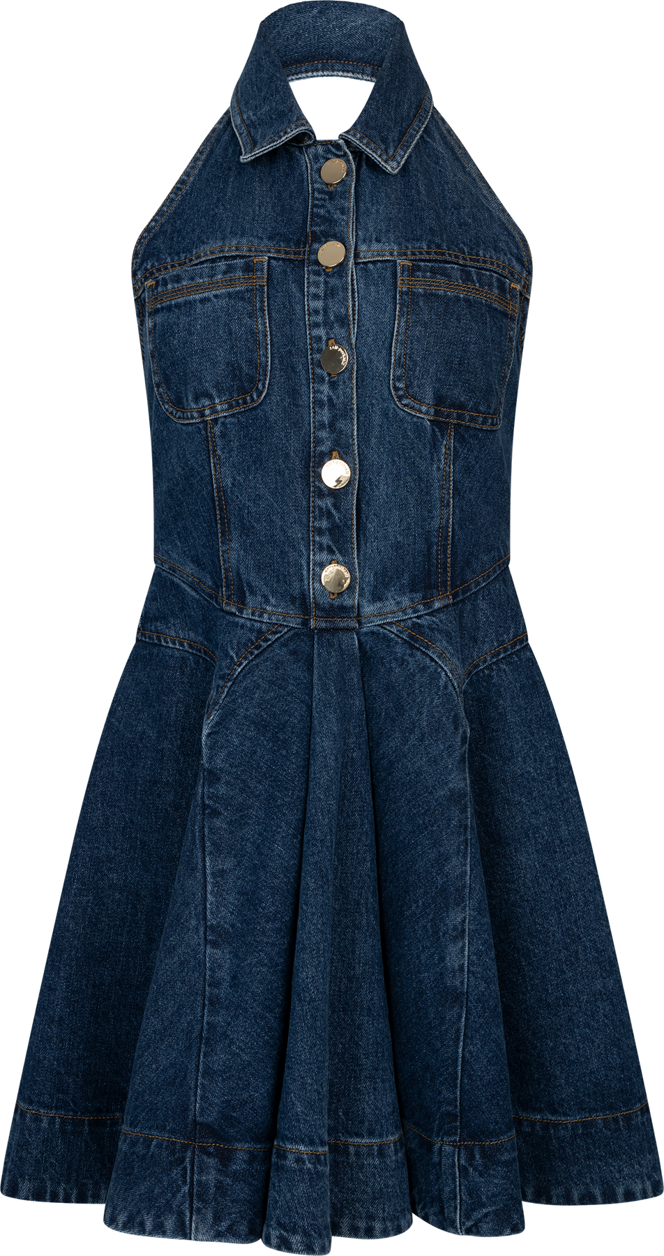 Sleeveless Flared Mini Dress - Denim