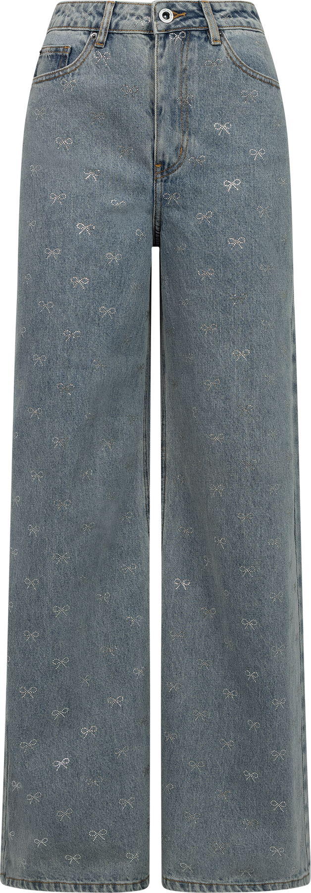 Diamante Bow Jeans - Ljusblå