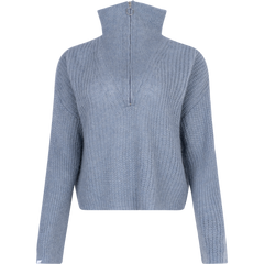 Florie Zip Knit - Greyish Blue