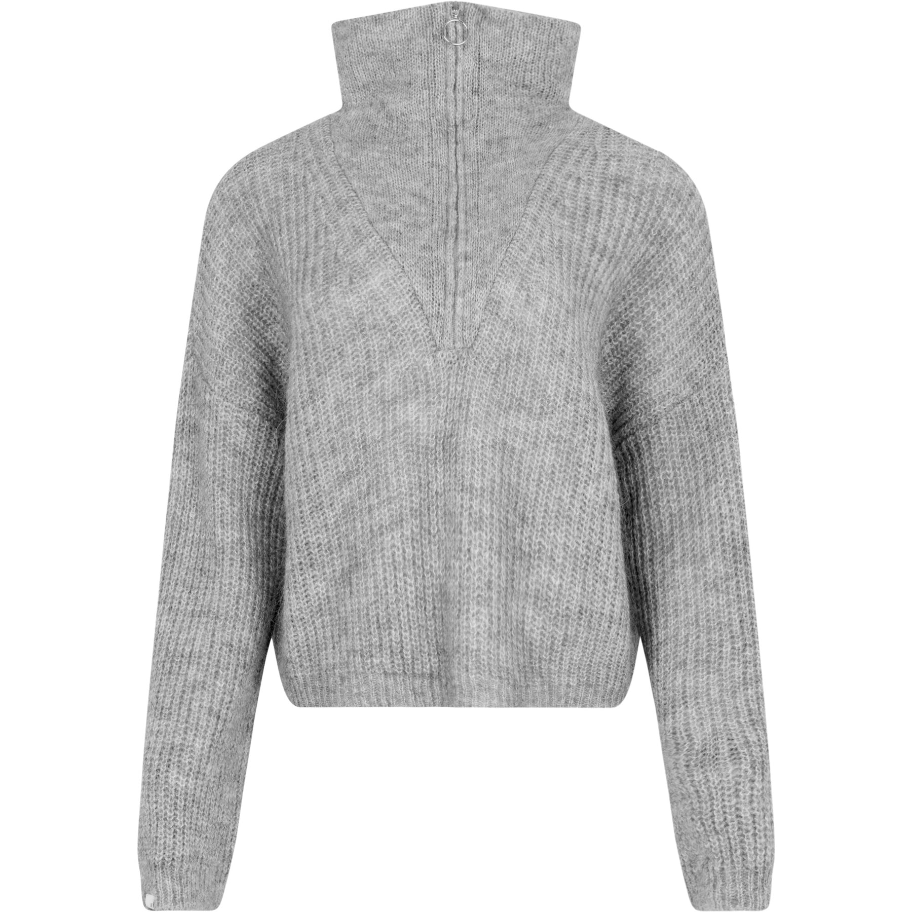 Florie Zip Knit - Lt Grey Melange