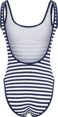 Piquet Stripe Scoopneck Swimsuit - White/Navy