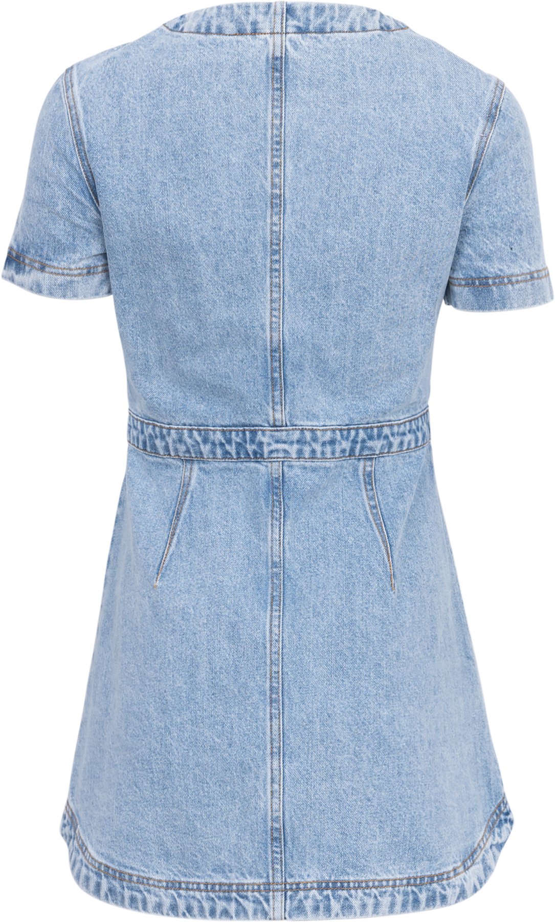 Denim Buttoned Mini Dress  - Light Blue