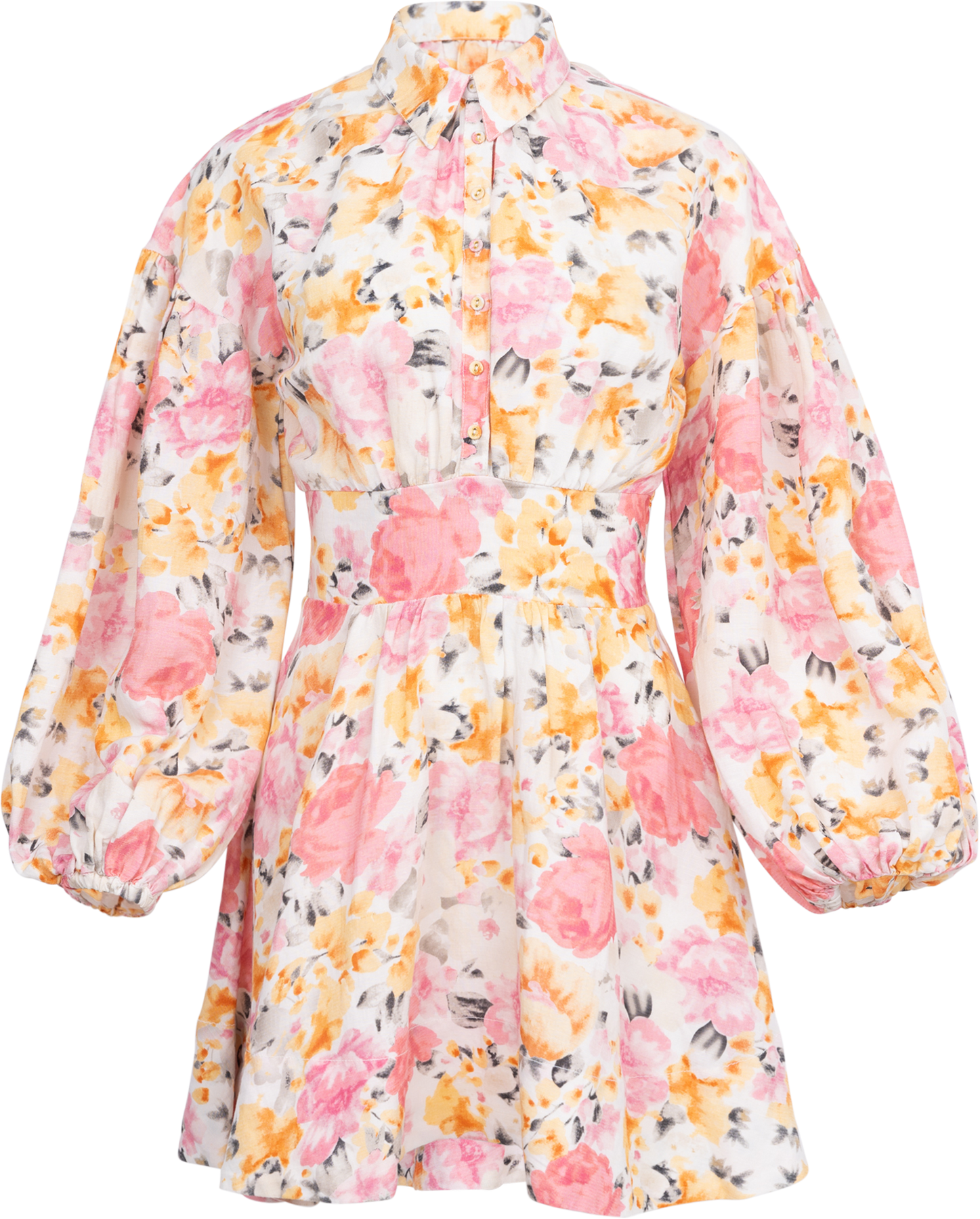 Linen Mini Dress - Vintage Corals