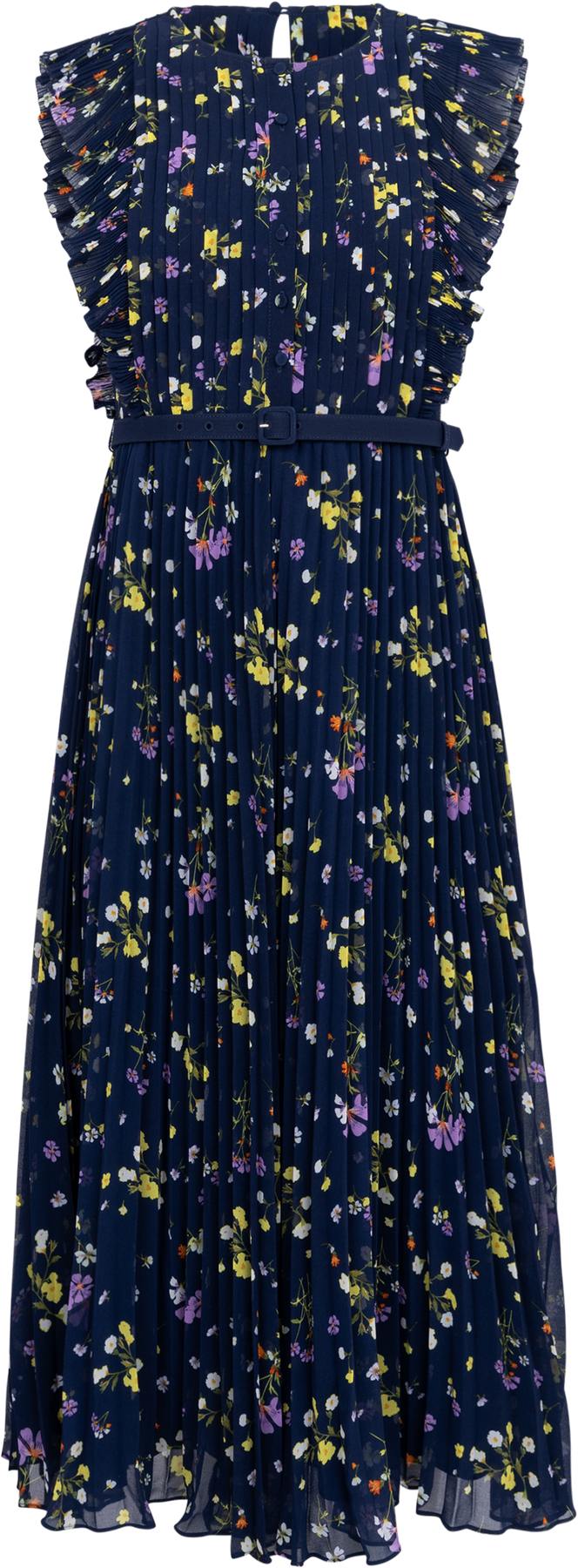 Chiffon Midi Dress - Navy Floral