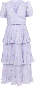 Chiffon Tiered Midi Dress - Lilac Floral
