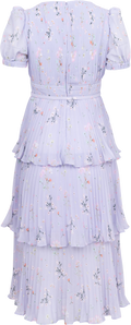 Chiffon Tiered Midi Dress - Lilac Floral