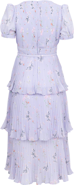 Chiffon Tiered Midi Dress - Lilac Floral