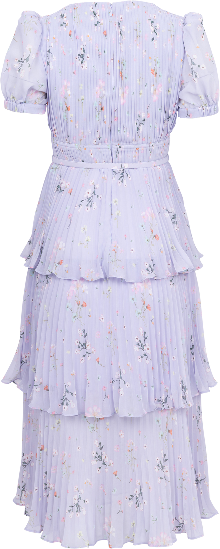 Chiffon Tiered Midi Dress - Lilac Floral