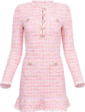 Check Knit Mini Dress - Pink
