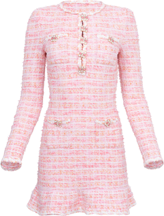 Check Knit Mini Dress - Pink