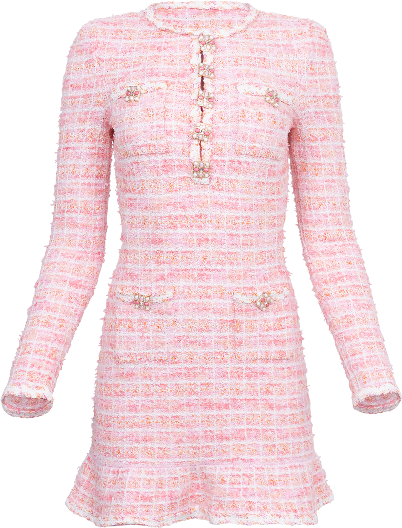 Check Knit Mini Dress - Pink