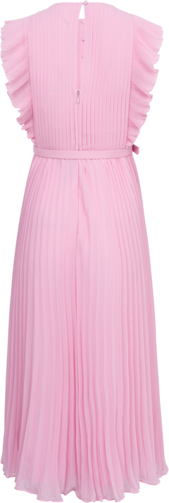 Chiffon Sleeveless Ruffle Midi Dress - Pink