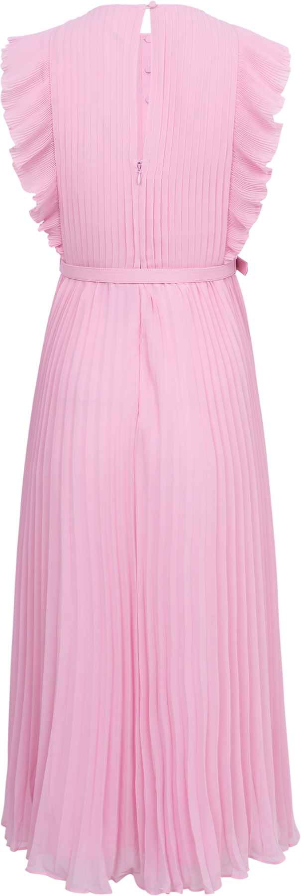 Chiffon Sleeveless Ruffle Midi Dress - Pink