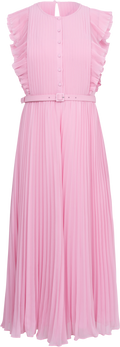 Chiffon Sleeveless Ruffle Midi Dress - Pink