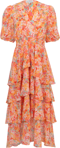 Lainey Dress W Tiered Skirt - Orange