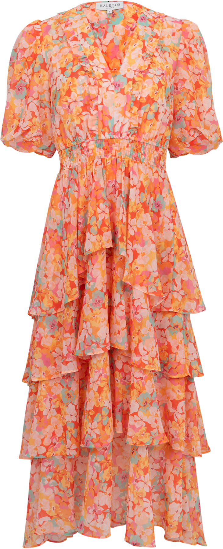 Lainey Dress W Tiered Skirt - Orange
