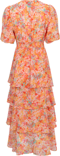 Lainey Dress W Tiered Skirt - Orange