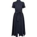 Stella Linen Dress - Navy