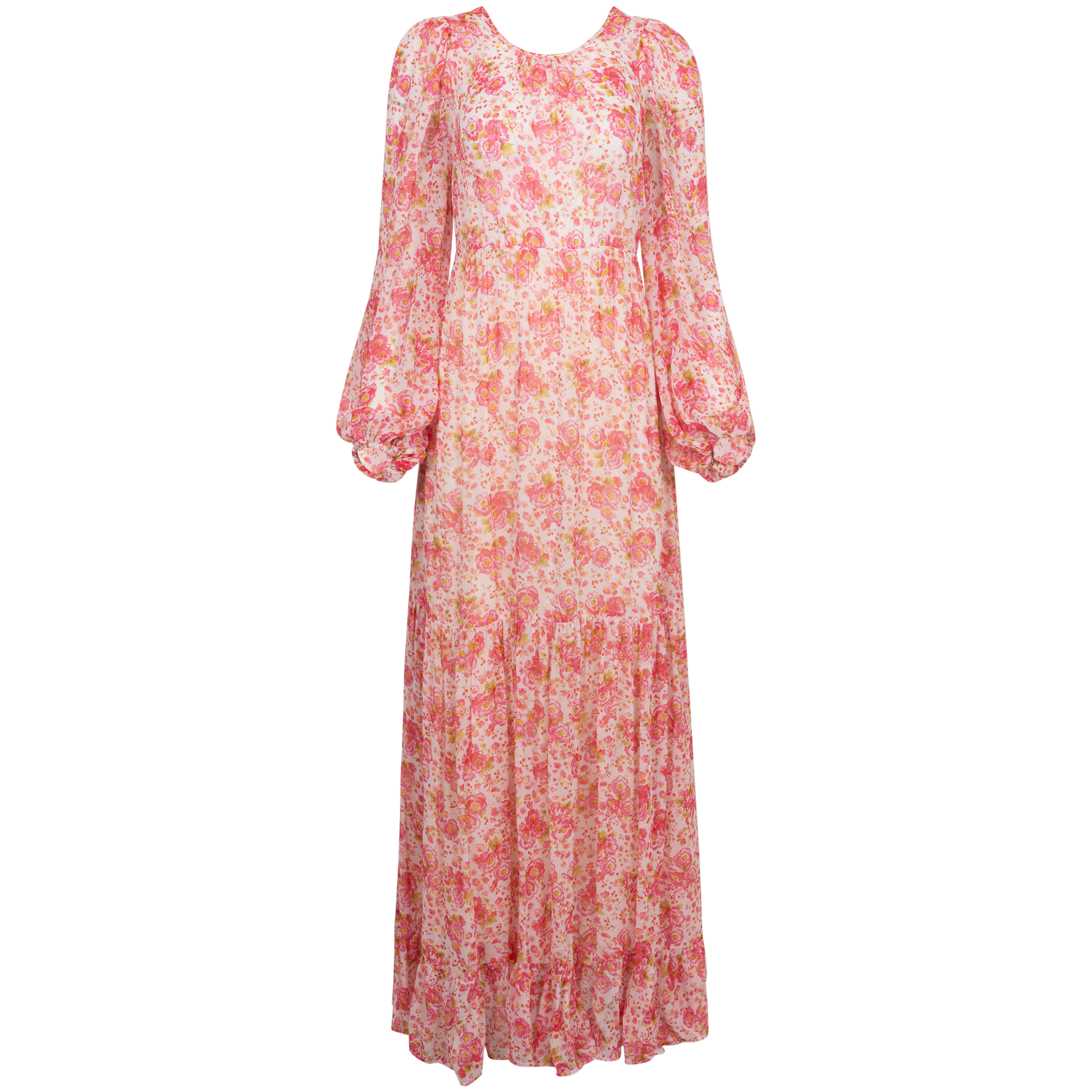 Georgette Open Back Dress - Pink Blossom