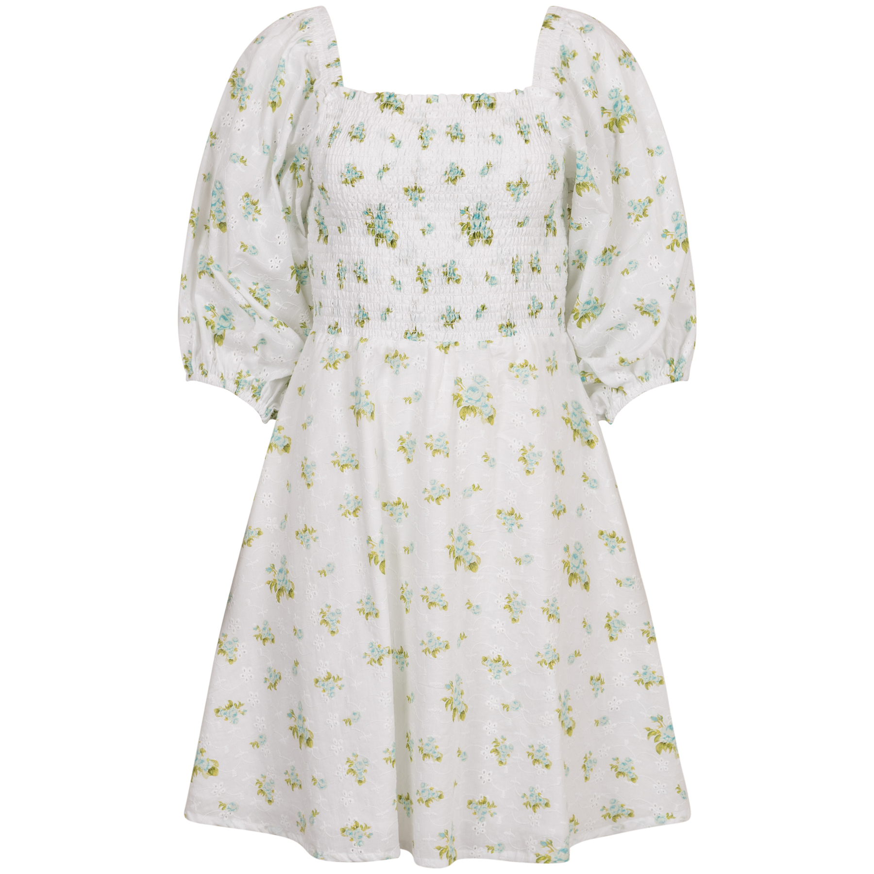 Michelle Dress - Mint Rose Print