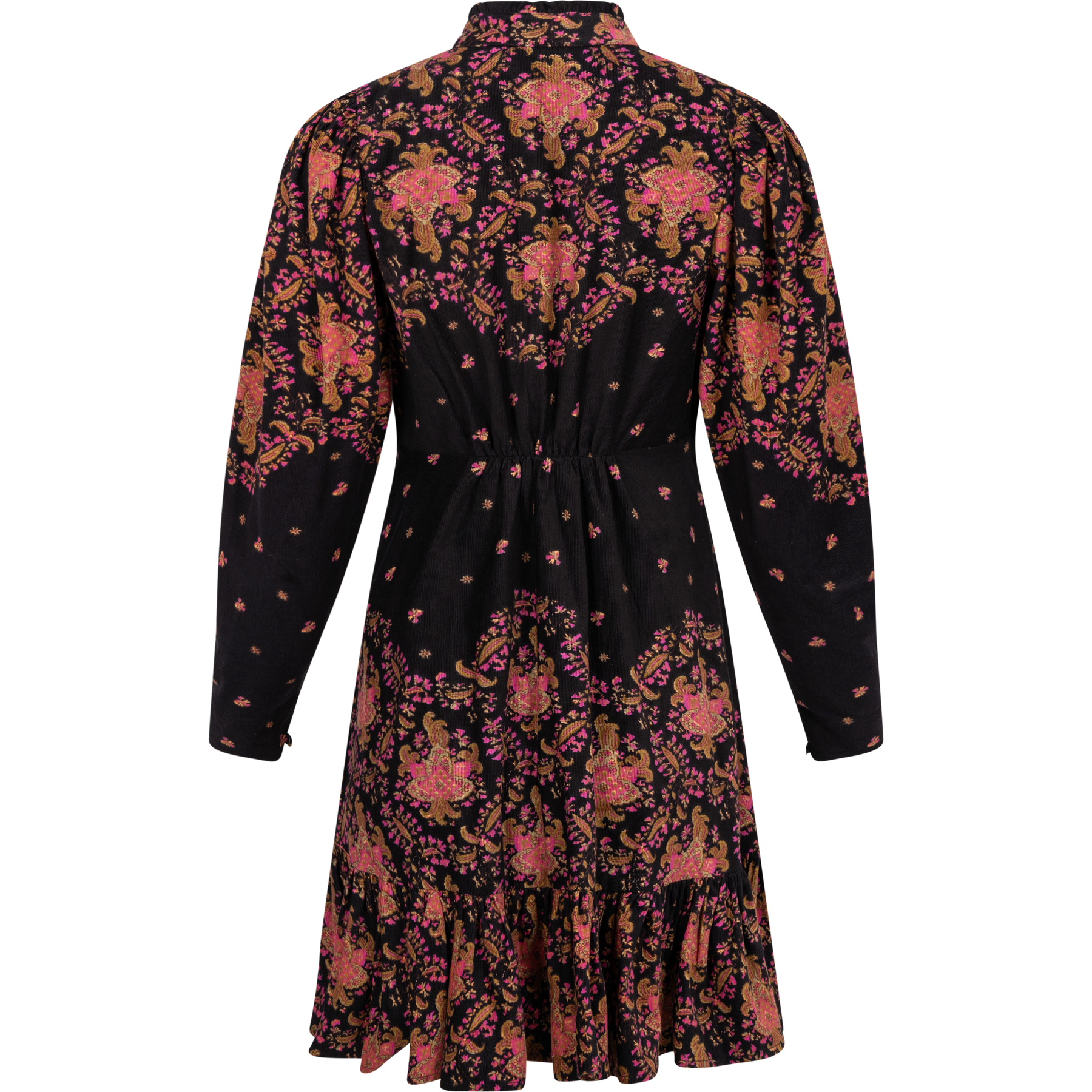 Baby Cord Mini Dress* - Black Paisley