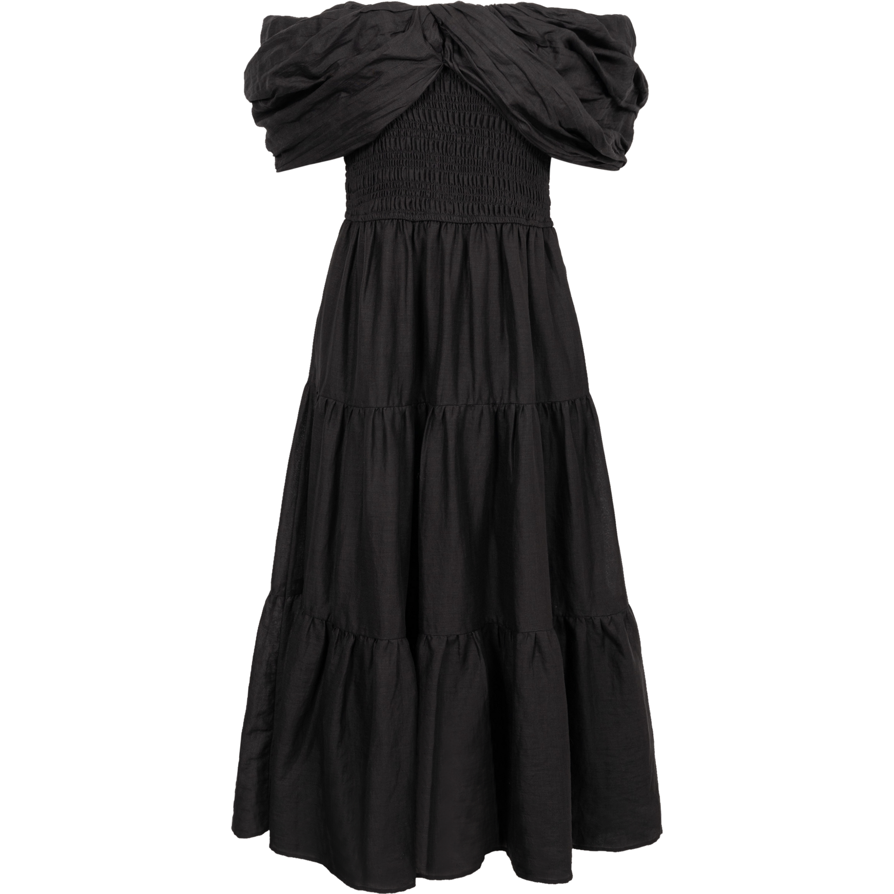 Loren Solid Off Shoulder Dress - Black